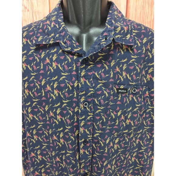 RVCA Mens Slim Fit Short Sleeve Cotton Shirt Large 100% Cotton - Picture 3 of 8